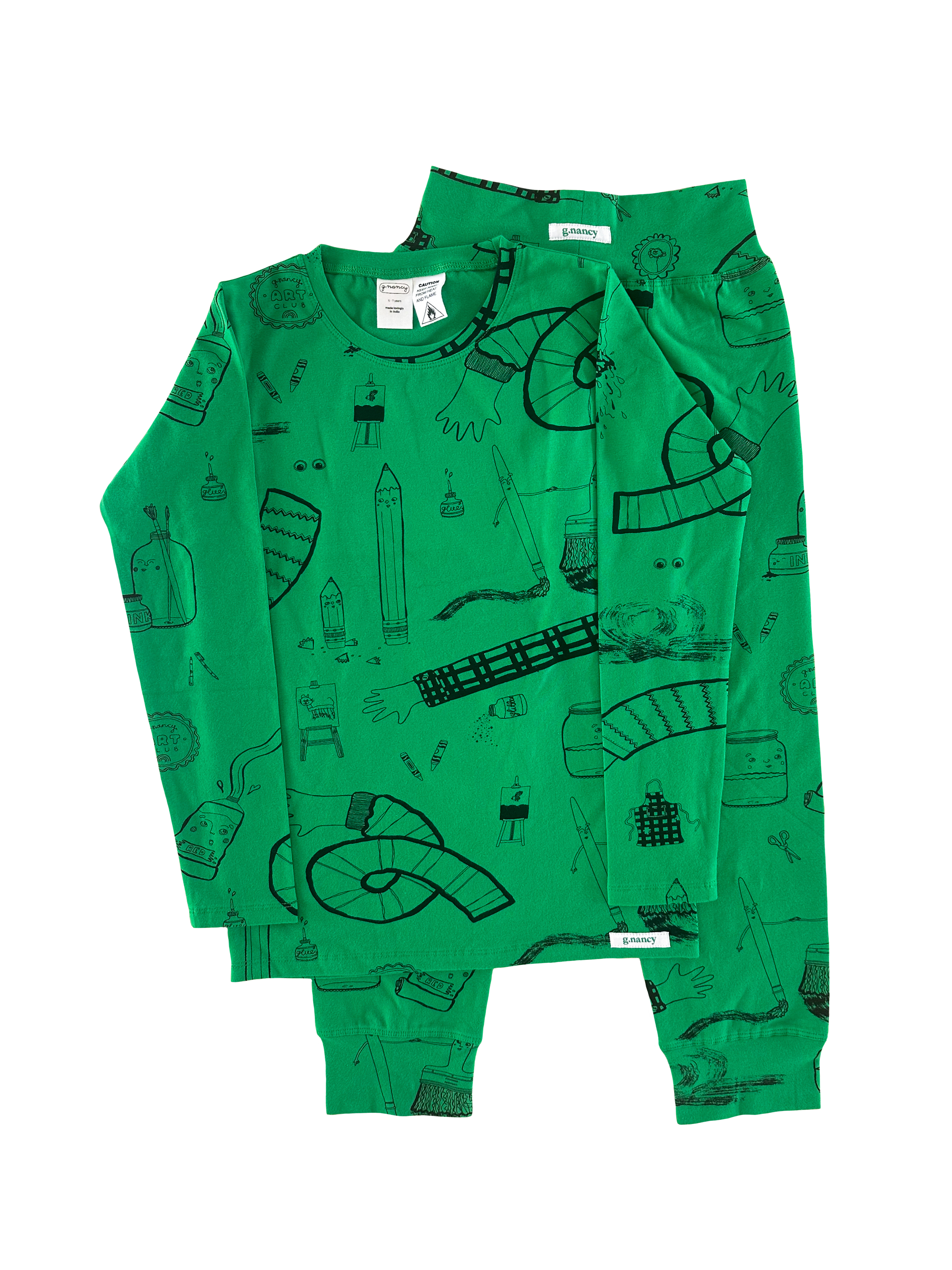 G.Nancy Kelly Green Art Club Long PJ Set