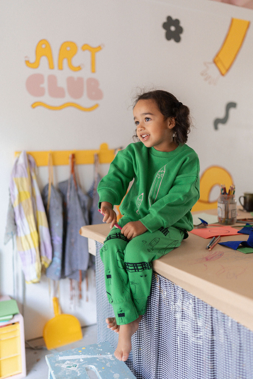 G.Nancy Kelly Green Pencil Kids' Fleece Jumper