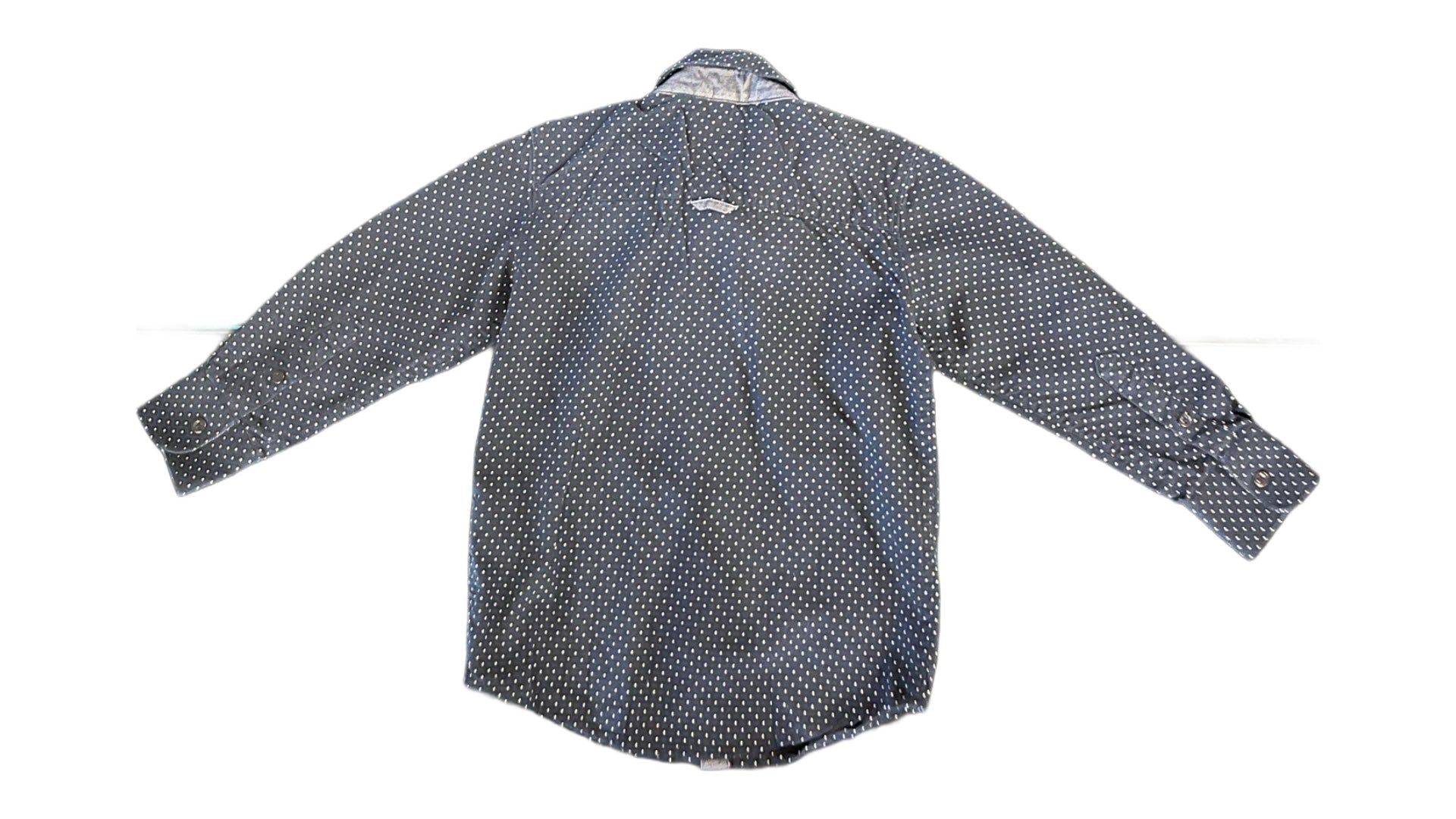 Cactus Boys Navy Button Down Long Sleeve Shirt Navy w/Polka Dots Size 3-4Y
