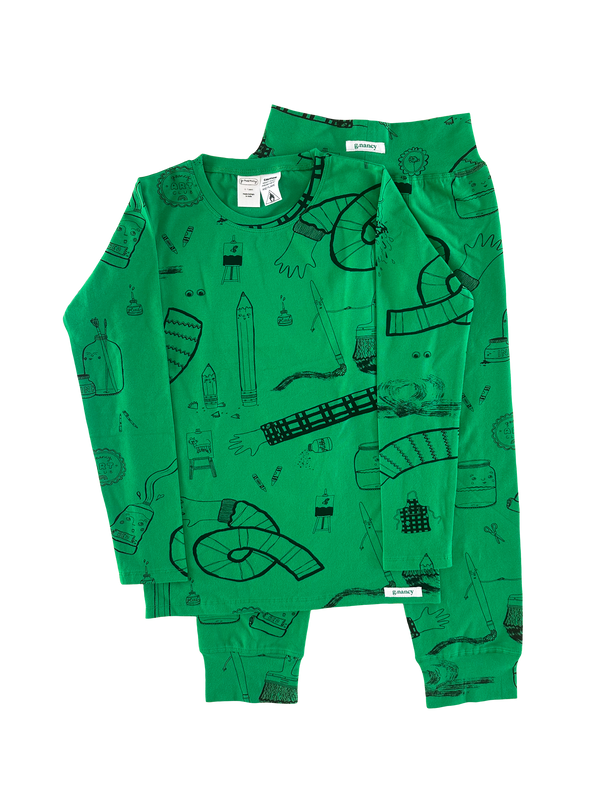G.Nancy Kelly Green Art Club Long PJ Set